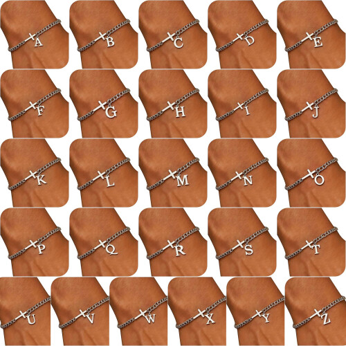 Adjustable Size Crucifix Letter Bracelet Initial Charm-J 1