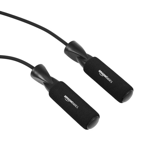 Amazon Basics Adjustable Length Jump Rope with Handles for Workout, 300 cm, Black 1