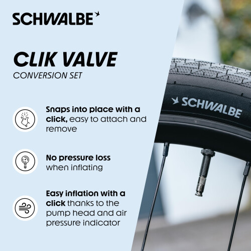 Schwalbe Clik Valve Conversion Set – Bicycle Valve Innovation for Inflating 2