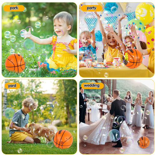 Basketball Bubble Machine for Kids with Solution, Automatic Speed Blower 1000+ Bubbles Outdoor Fun 2