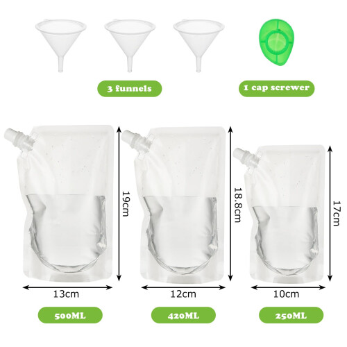 ASelected 24Pcs Drink Pouches for Festivals, Plastic Reusable Hip Flask with Spo 1