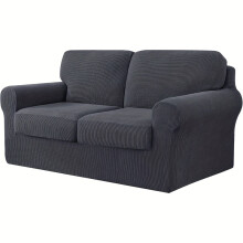 (Dark Gray (Artificial Jade Rice Grain), Medium【1 slipcover 2 seat covers】) 2/3/4pcs Soft Sofa Cover Set, Elastic Sofa Protector for Bedroom