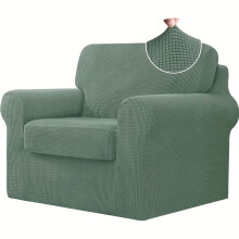 (Matcha Green (Artificial Jade Rice Grain), Small【1 slipcover 1 seat cover】) 2/3/4pcs Soft Sofa Cover Set, Elastic Sofa Protector for Bedroom