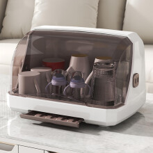Baby Bottle Drying Rack with Cover and Drainer, Bottle Storage Organizer with Removable Drain Tray Brown