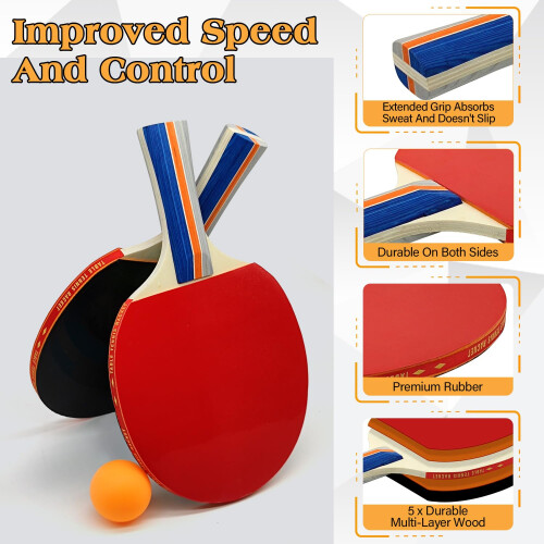 Naissgo Table Tennis Set, Professional Table Tennis Bat Set, Quick 2