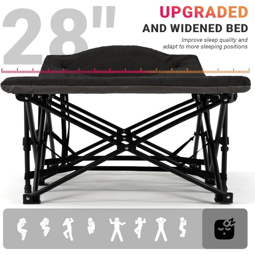 OVERMONT 28" Extra Wide Padded Folding Camping Beds for Adults - 2