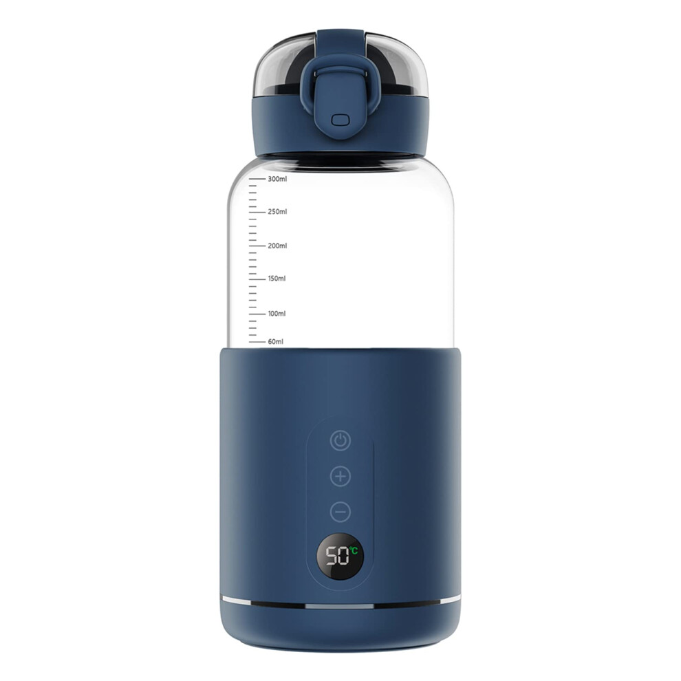 Portable Baby Bottle Warmer With Precise Temperature Control, 300Ml Rechargeable Wireless Travel Bottle Warmer Blue