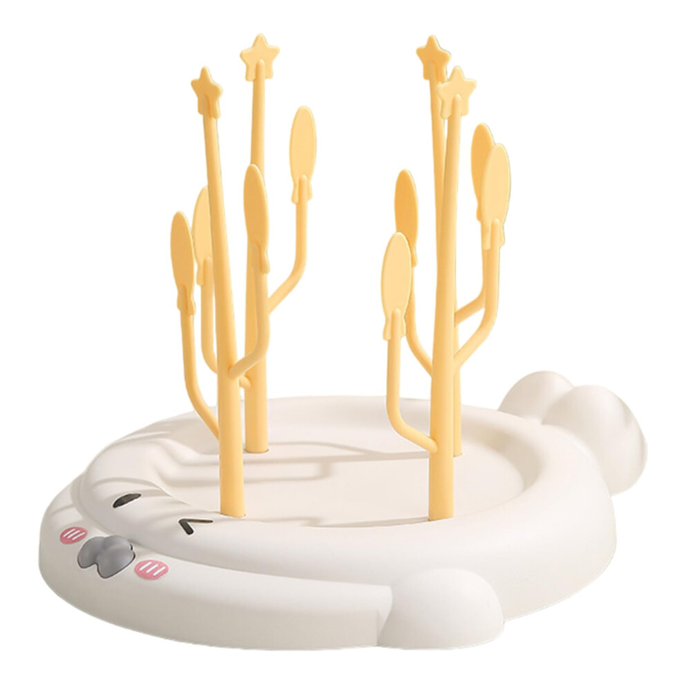 Baby Bottle Drying Rack Tree Design Holder With Tray, Spacesaving Rack For Bottles And Accessories Yellow