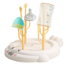 Baby Bottle Drying Rack with Tray Yellow, Tree Design Feeding Bottle Dryer for Travel and Home Use