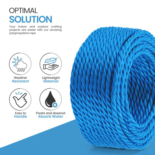 Blue Polypropylene Rope 30m Long 6mm Maximum Breaking Load 530kg Hard 2