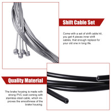 4 Pack Bike Brake Gear Shifter Cable Kit, Universal Bicycle Change Cable Bike Shift Cable and Transmission Cable, Bicycle Cycling Shifter Cable Housi
