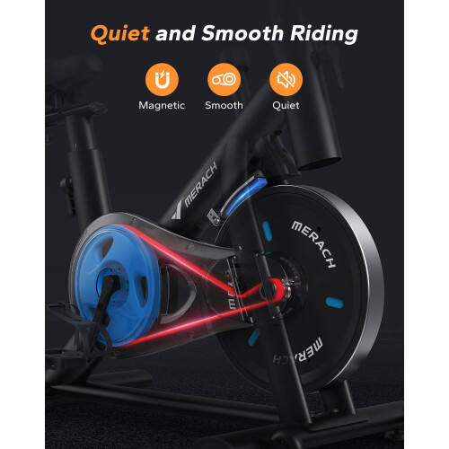 MERACH Magnetic Exercise Bike, Smart Training System, Quiet Comfort Ride 2