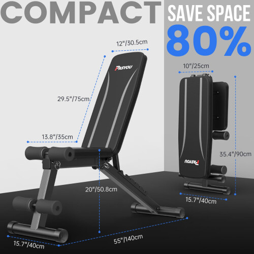 PASYOU Adjustable Weight Bench Full Body Workout Multi-Purpose 2