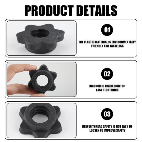 Plimbin 4 PCS Dumbbell Clips, Dumbbell Hex Nut Spinlock Collar 2