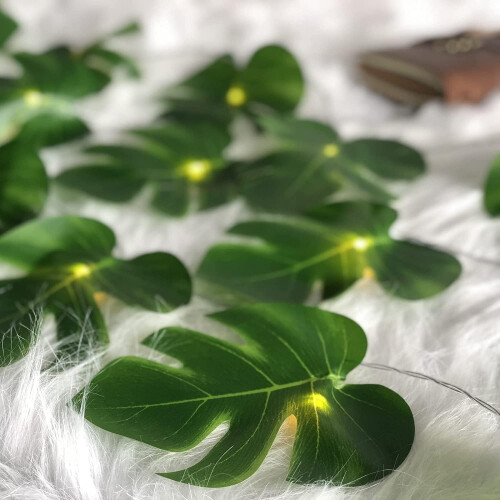 Monstera Leaf String Lights Artificial Tropical Palm Vine with Lights 2