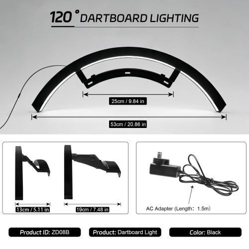 CyeeLife 120 Dartboard LED Lighting SystemZD08B Black 2