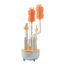 Silicone Baby Bottle Brush Set with Stand Blue, 360 Rotating Easy Clean Multipurpose Straw Cleaning Set