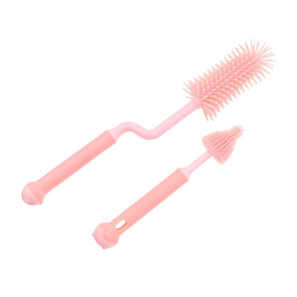 Rotating Silicone Baby Bottle Cleaning Brush Set with Pacifier and Nipple Cleaner for Deep Reach Cleaning