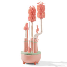 Water Bottle Cleaning Brush 3 Pack Silicone Long Handle Baby Bottle Cleaner Set Pink Quick Dry
