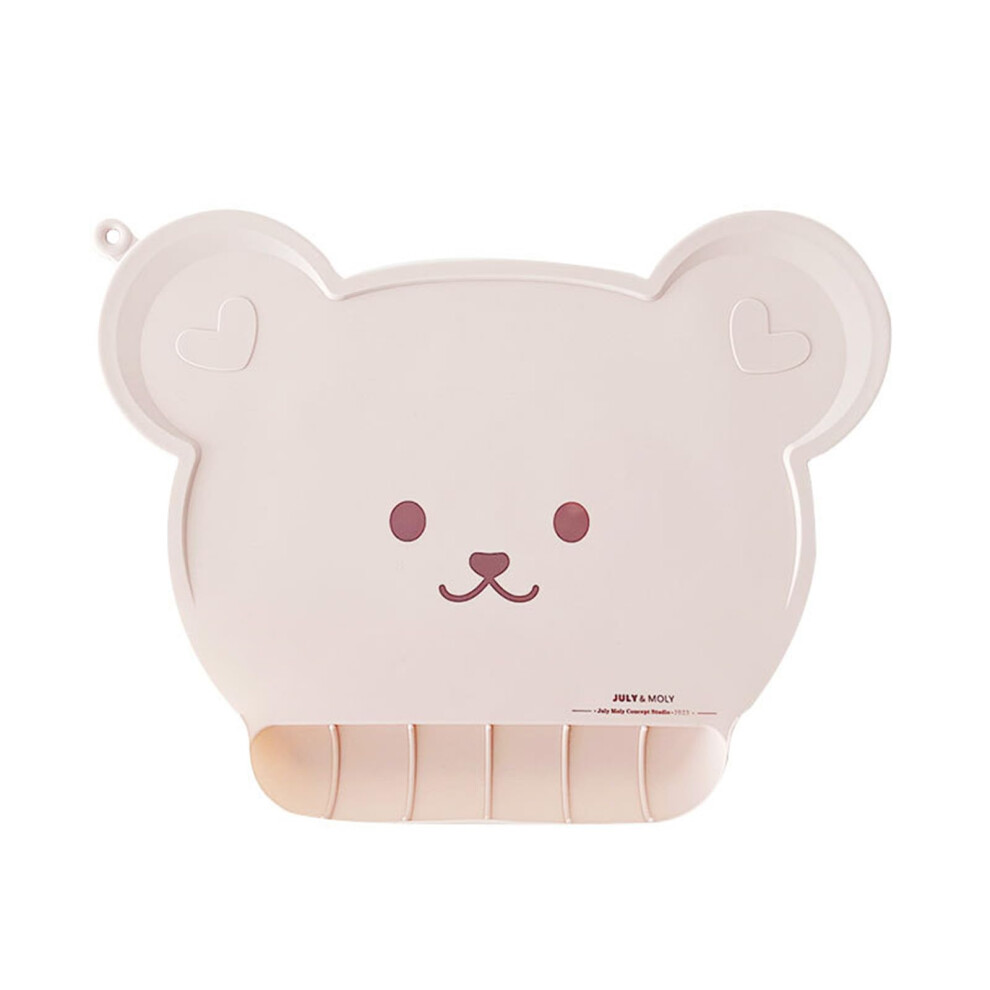 Cute Bear Silicone Baby Placemat Nonslip Food Catching Feeding Mat For Toddlers 42X32cm Pink