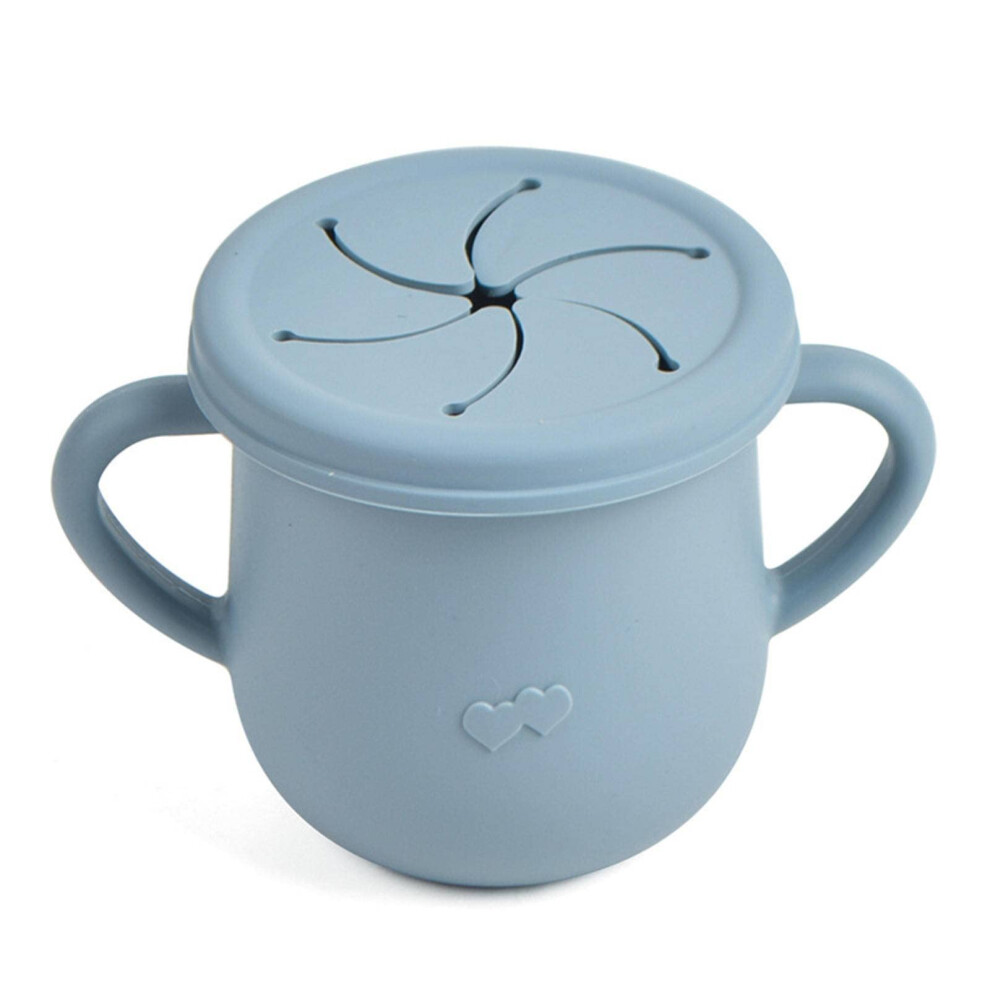 Silicone Baby Cup with Straw and Handles, Spill Proof Toddler Snack Cup, Soft and Fall Resistant Design