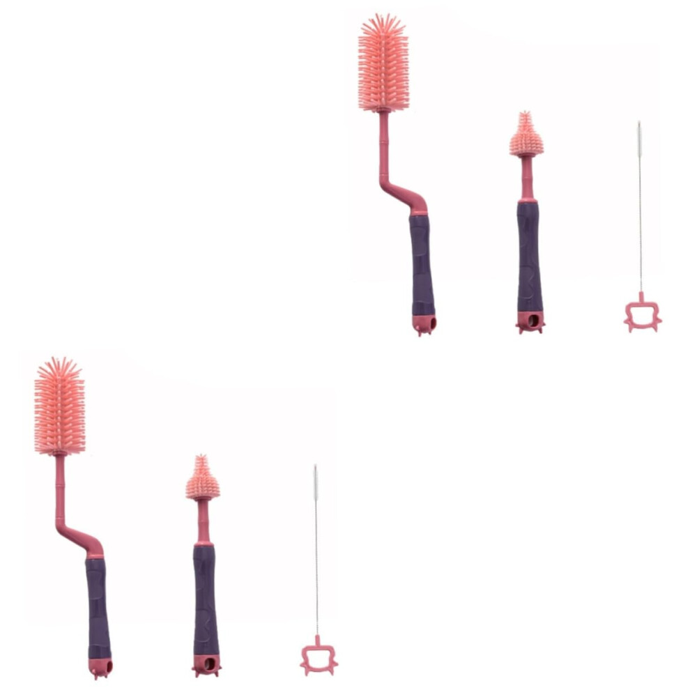 2pcs Silicone Bottle Cleaning Brush Set with Rotating Scrubber and Gentle Bristles for Bottles and Nipples