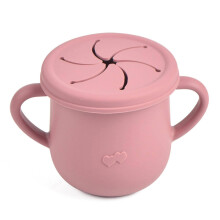 Silicone Baby Cup with Straw and Snack Lid, Spill Resistant 2 in 1 Toddler Training Cup with Double Handles