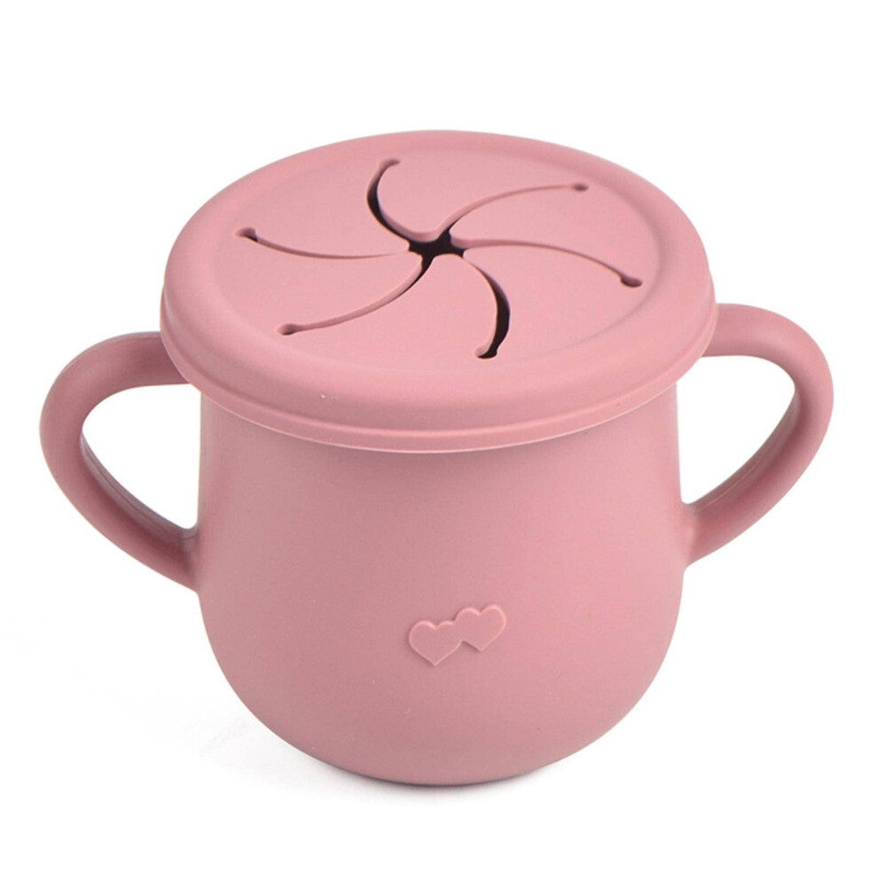 Silicone Baby Cup with Straw and Snack Lid, Spill Resistant 2 in 1 Toddler Training Cup with Double Handles