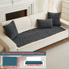 (Grey, Three Seater 27.6x70.9inch(70*180cm)) Pet-Friendly Couch Protector - Modern Plush Sofa Cover in Dark Gray and Beige - Easy-Clean