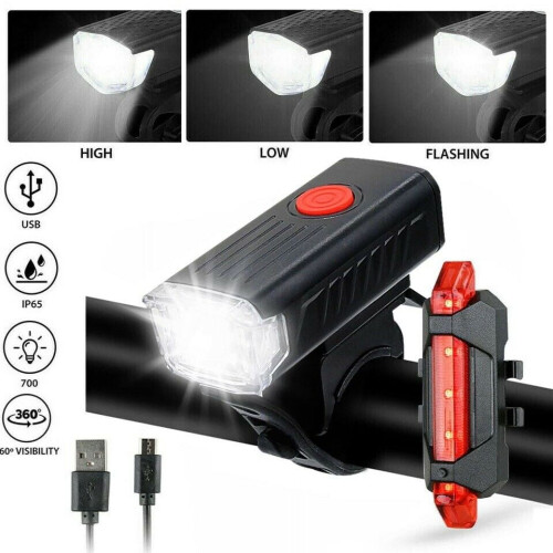 USB Rechargeable LED Bicycle Headlight Front 1 Pack