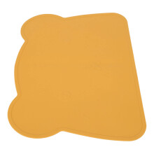 Yellow Bear Shaped Silicone Placemat for Kids, Non Slip Easy Clean Table Mat, Durable and Cute Design