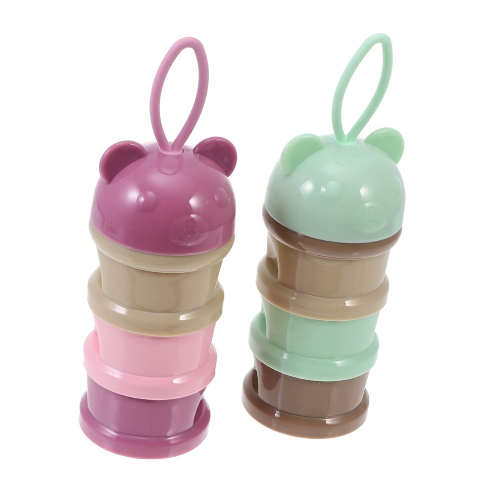 2pcs Formula Dispenser Airtight Baby Milk Powder Container with Multi Compartments for Travel