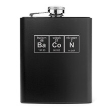 Balon de șold din oțel inoxidabil de 7 oz, cu tabel periodic al baconului (negru)
