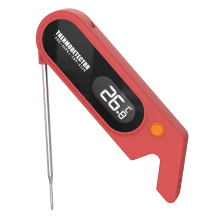 Digitales Edelstahl-Grillthermometer mit Sofortanzeige für Fleisch und Speisen, rot