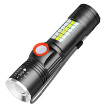 LED-uppladdningsbar ficklampa kompatibel med USB-zoombar liten lampa