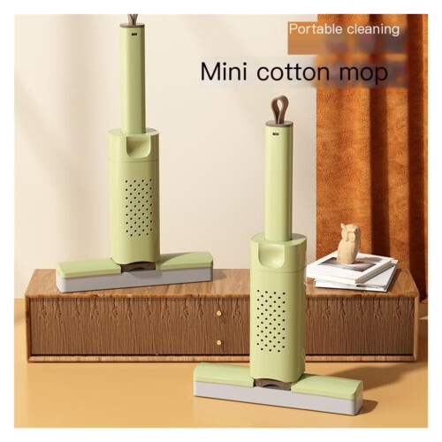 Mini Self Squeezing Sponge Mop for Small Spaces, Foldable Wet Dry Cleaning with Replaceable Head 1