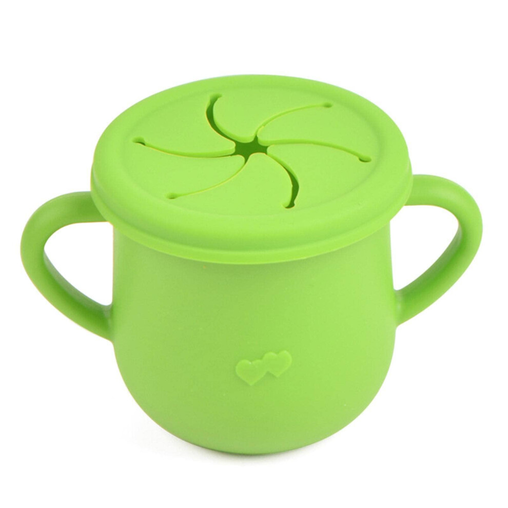 Silicone Baby Cup with Straw and Handles, 2 in 1 Toddler Snack Cup, Spill Resistant and Fall Proof