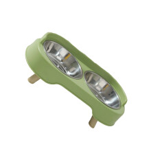 Ensemble de bols Double pour chats en acier inoxydable, bol-Vert