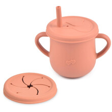 Silicone Baby Snack Cup with Handles and Toddler Straw Training Cup, Food Grade Spill Proof Design