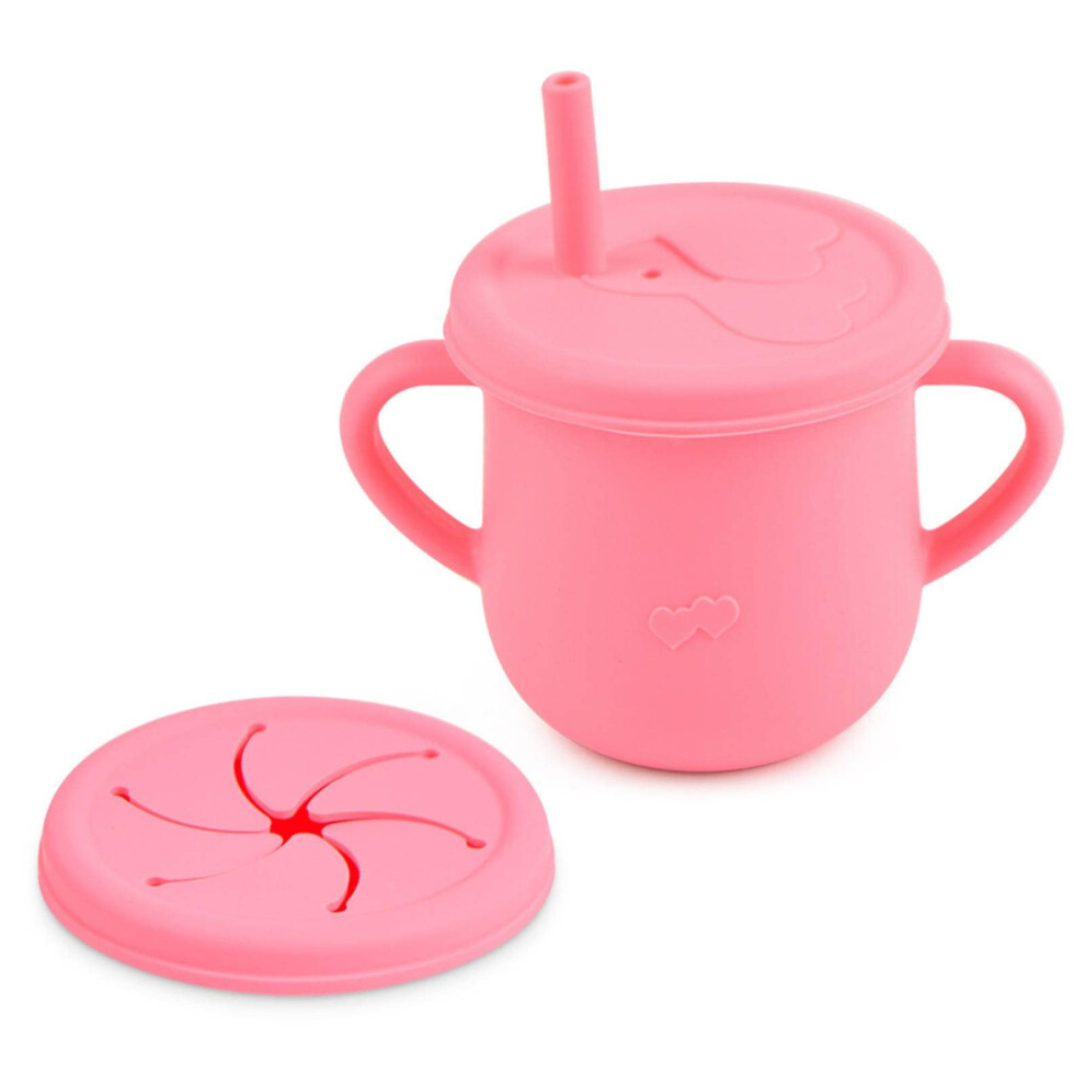 Silicone Baby Snack Cup with Straw, SpillResistant 2in1 Toddler Cup, Food Grade Easy Clean Design