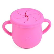 Silicone Baby Snack Cup with Straw and Handles, 2‑in‑1 Spill Proof Toddler Training Cup, Food Grade