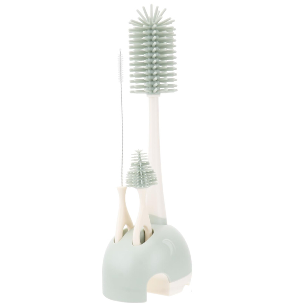 Silicone Bottle Cleaning Brush Set with 360 Rotating Scratch Bristles for Baby Bottles and Glasses