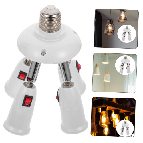 E27 Bulb Socket Adapter Splitter with Switch, Fireproof Durable Design for Flexible Lighting Conversion 1