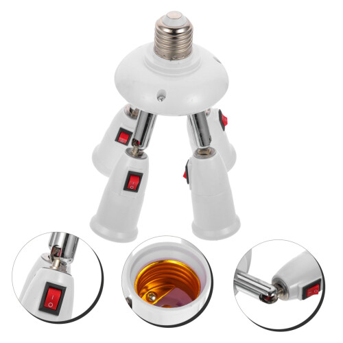 E27 Bulb Socket Adapter Splitter with Switch, Fireproof Durable Design for Flexible Lighting Conversion 2