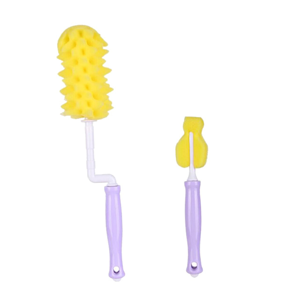 Baby Bottle Cleaning Brush Set 2pcs with Rotatable Sponge Head and Pacifier Tip for Scratch Cleaning