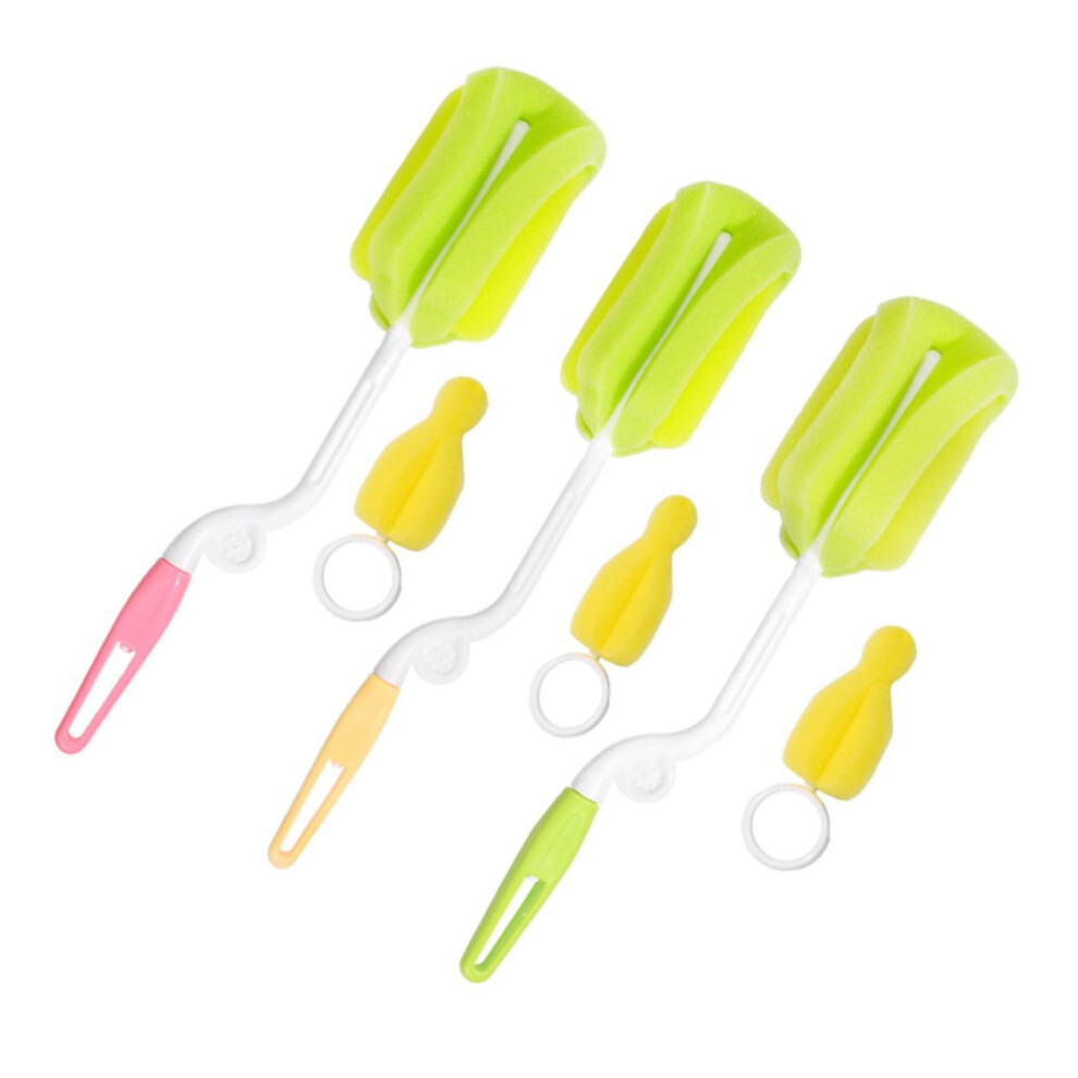 Baby Bottle Cleaning Brush Set 360 Rotatable with Gentle Sponge Head and Ergonomic Handle Grip