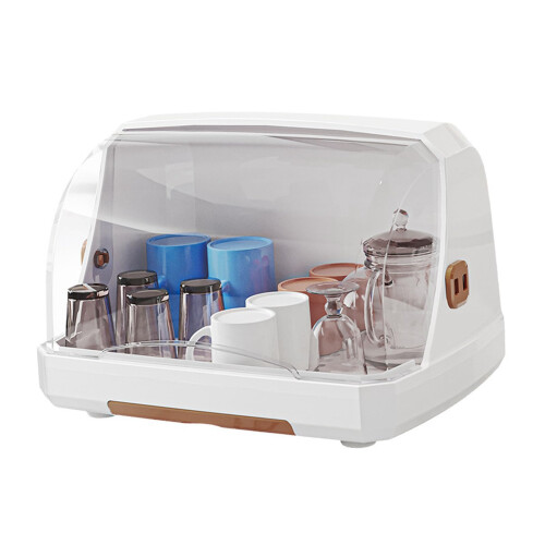 Brown Cup Drying Rack with Lid for Kitchen Countertop, Multipurpose Storage Organizer, Durable and SpaceSaving Design