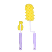 Baby Bottle Brush Set 2pcs with 360 Rotation Cleaning, Soft Sponge and Nipple Brush Kit