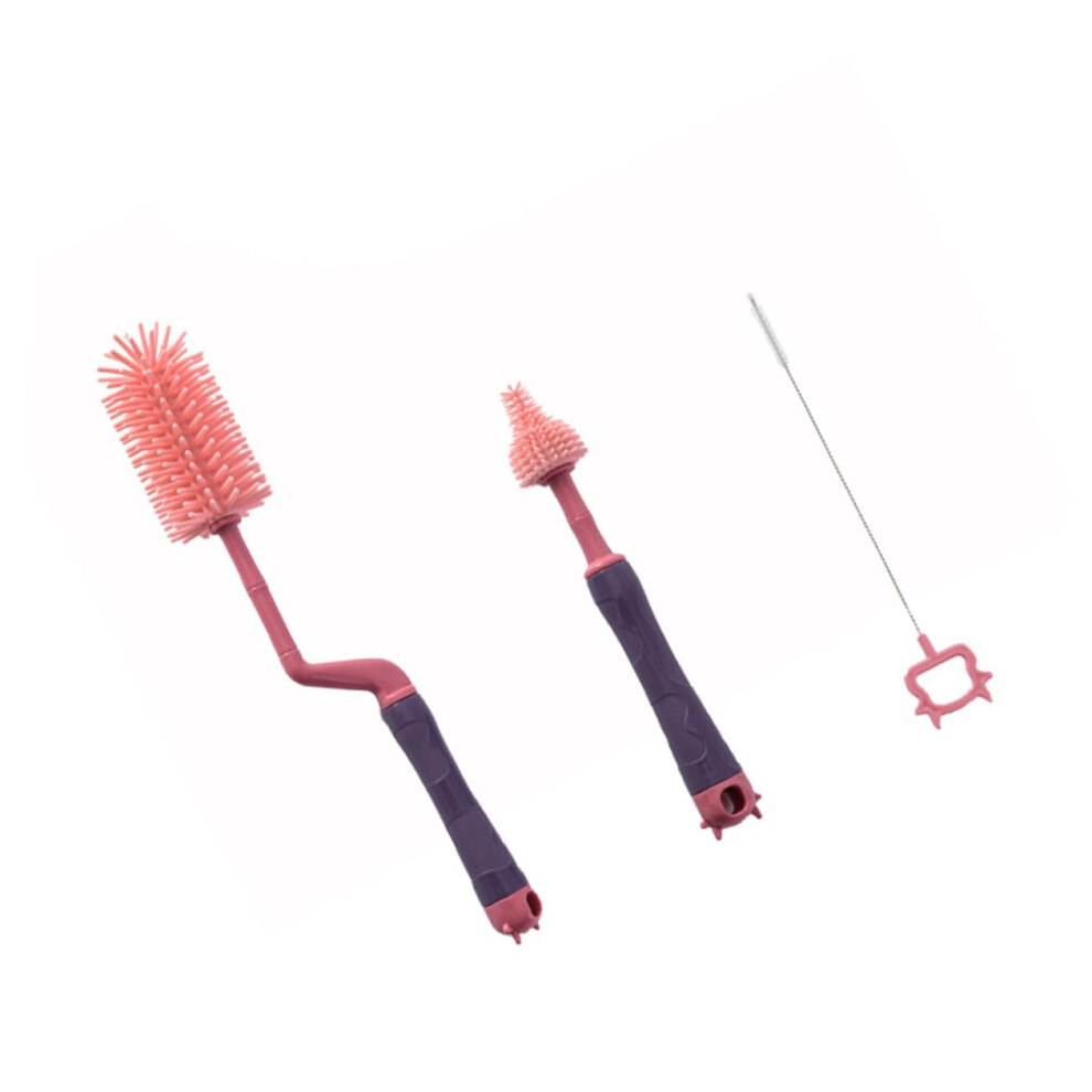 Silicone Bottle Cleaning Brush Set with 360 Rotating Flexible Bristles and Easy Grip Handle for Baby Bottles