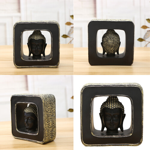 Thai Chinese Styles Buddhas Head Sculpture in Frame Resins 1